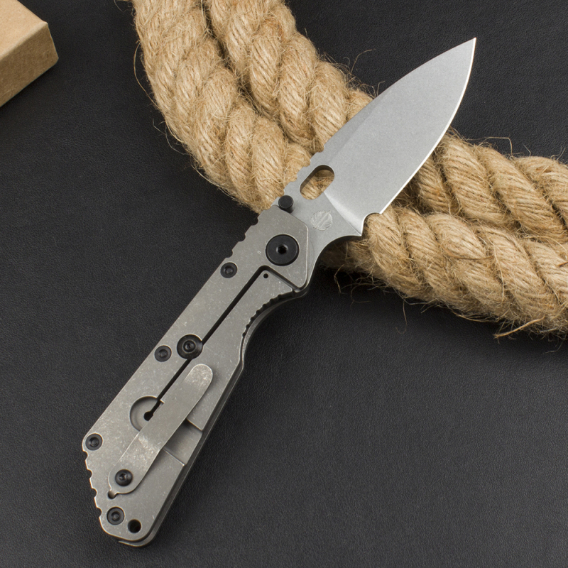 M.Strider Custom SMF Folding Knife 3.82" CPM-D2 Blade, Titanium Alloy Handles