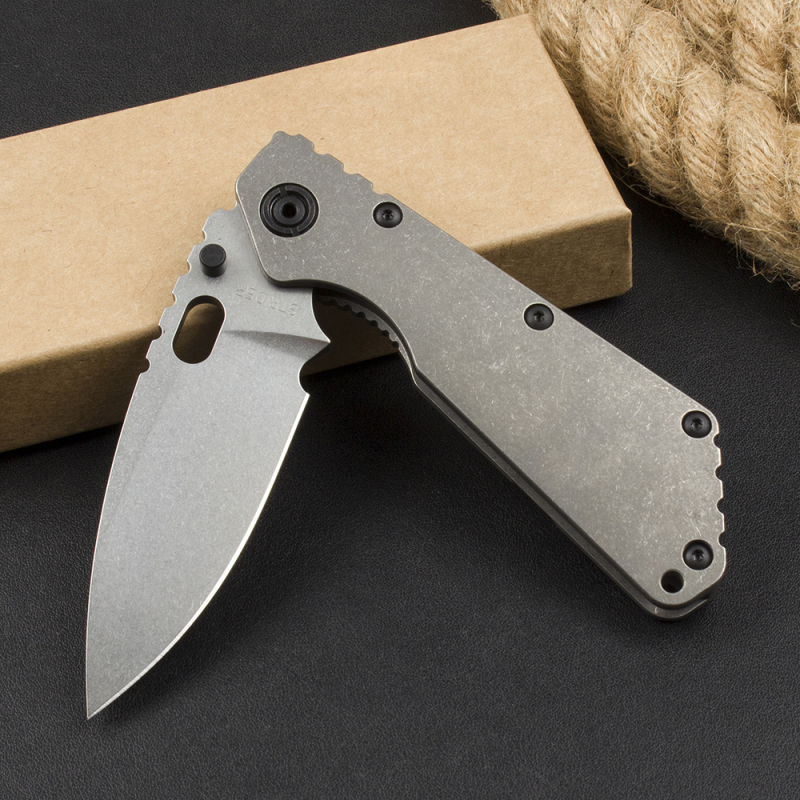 M.Strider Custom SMF Folding Knife 3.82" CPM-D2 Blade, Titanium Alloy Handles