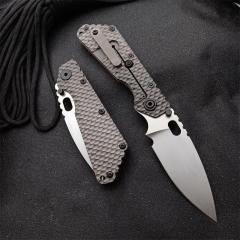 M.Strider Custom SMF Tank Folding Knife 3.82" CPM-D2 Blade, Titanium Alloy Handles