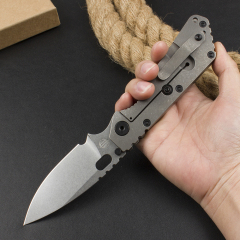 M.Strider Custom SMF Folding Knife 3.82" CPM-D2 Blade, Titanium Alloy Handles
