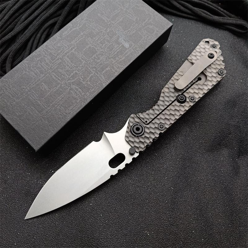 M.Strider Custom SMF Tank Folding Knife 3.82" CPM-D2 Blade, Titanium Alloy Handles