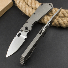 M.Strider Custom SMF Folding Knife 3.82" CPM-D2 Blade, Titanium Alloy Handles