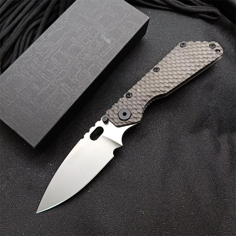 M.Strider Custom SMF Tank Folding Knife 3.82" CPM-D2 Blade, Titanium Alloy Handles