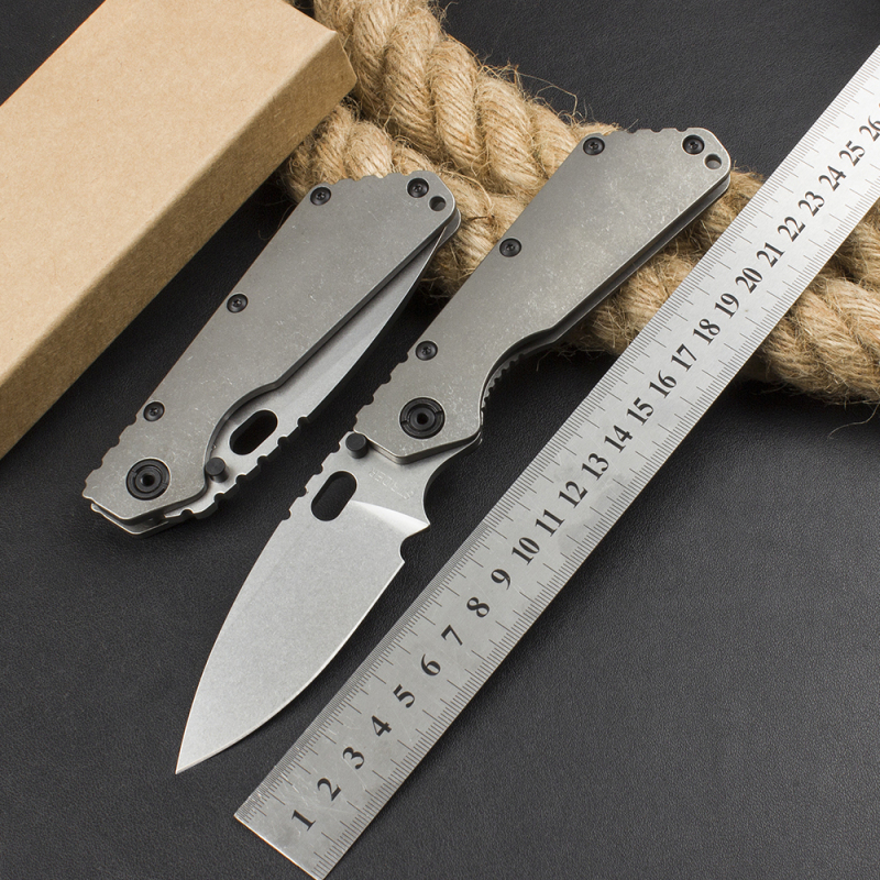 M.Strider Custom SMF Folding Knife 3.82" CPM-D2 Blade, Titanium Alloy Handles