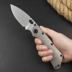 M.Strider Custom SMF Folding Knife 3.82" CPM-D2 Blade, Titanium Alloy Handles