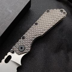 M.Strider Custom SMF Tank Folding Knife 3.82" CPM-D2 Blade, Titanium Alloy Handles