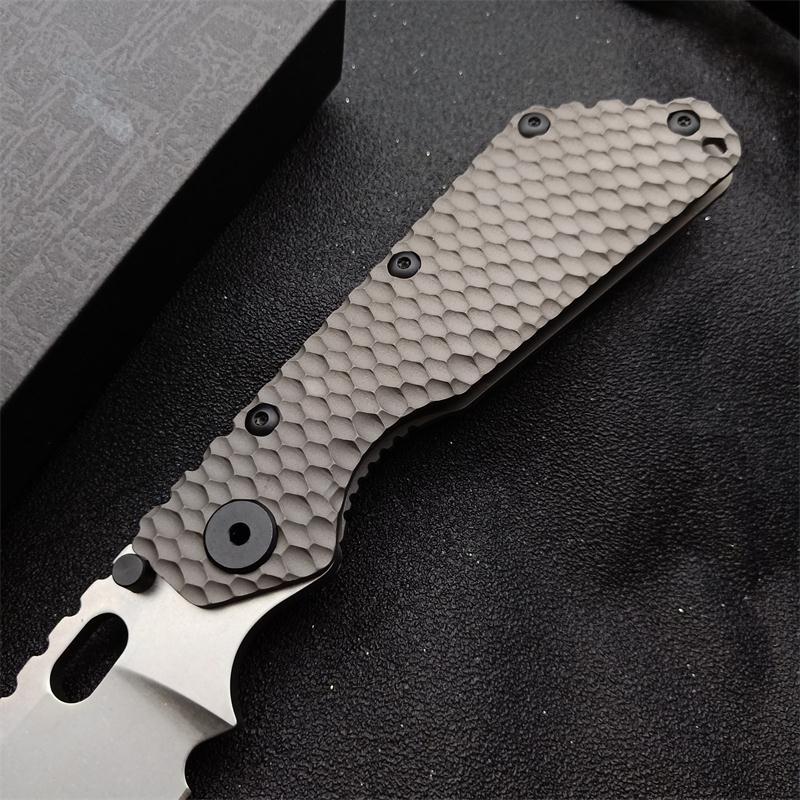 M.Strider Custom SMF Tank Folding Knife 3.82" CPM-D2 Blade, Titanium Alloy Handles