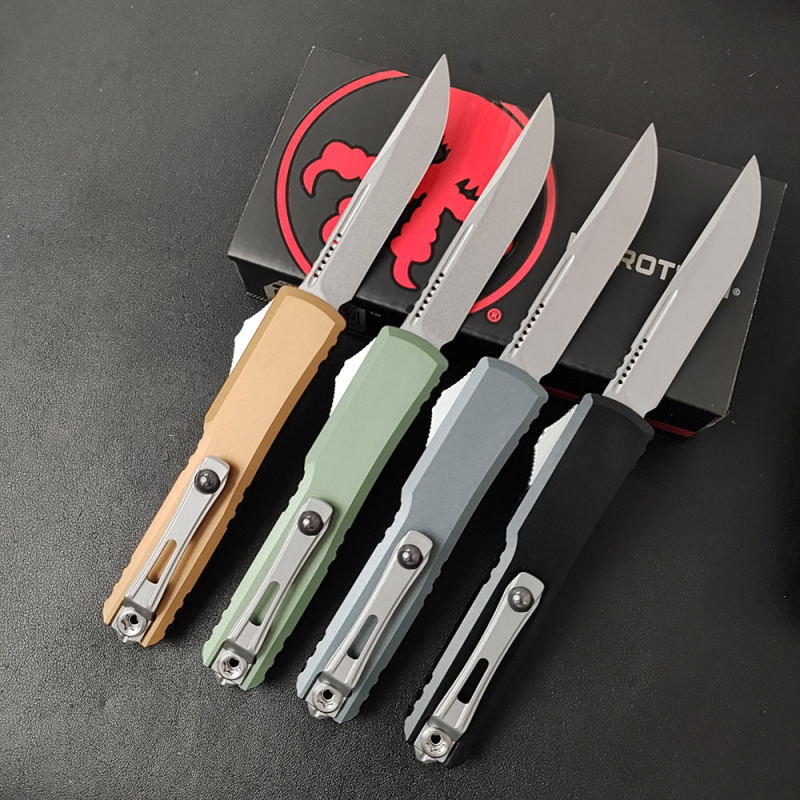 Microtech UTX-70 Ultratech OTF AUTO Knife 3.34" D2 Plain Blade, Aluminum Alloy Handles