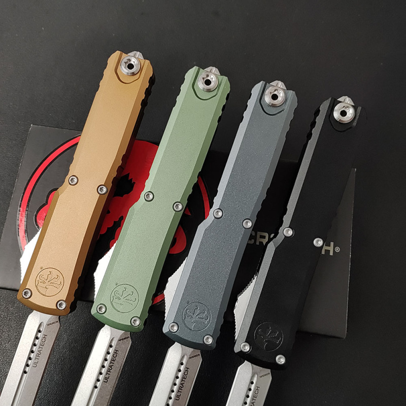Microtech UTX-70 Ultratech OTF AUTO Knife 3.34" D2 Plain Blade, Aluminum Alloy Handles