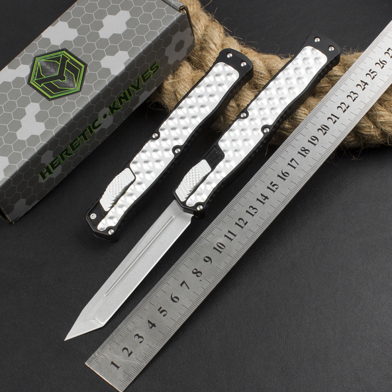 Heretic Knives Cleric II OTF AUTO 3.94" D2 Tanto Blade, Aluminum Handles