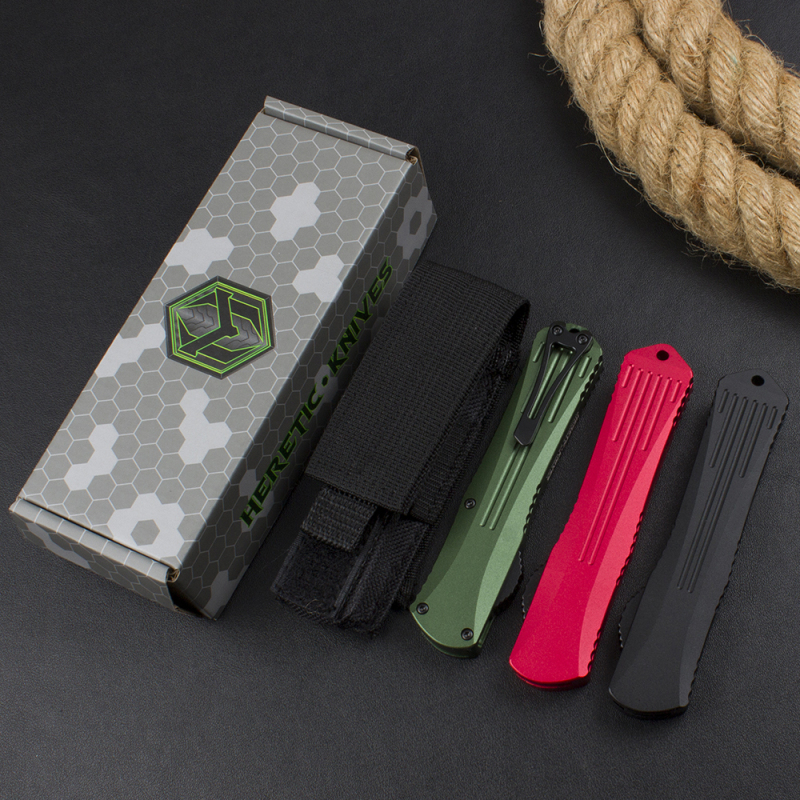 Heretic Knives Manticore OTF AUTO 3.15" D2 Stonewashed Blade, Aviation Aluminum Handles