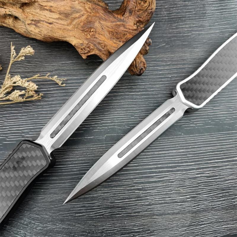 Heretic Knives Cleric II OTF AUTO 3.94" D2 Double Edge Blade, Aluminum+Carbon Fiber Handles