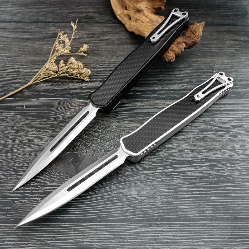 Heretic Knives Cleric II OTF AUTO 3.94" D2 Double Edge Blade, Aluminum+Carbon Fiber Handles