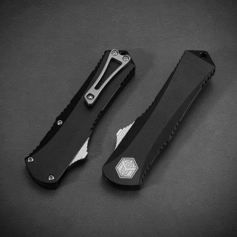 Heretic Mini Knives OTF AUTO 2.56" D2 Tanto Comb Blade, Aviation Aluminum Handles