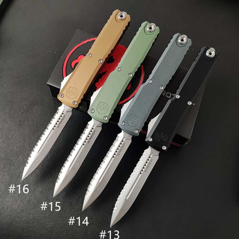 Microtech UTX-70 Ultratech OTF AUTO Knife 3.34" D2 Plain Blade, Aluminum Alloy Handles