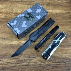 Heretic Knives Giant OTF AUTO 3.35" D2 Stonewashed Blade, Aviation Aluminum Handles