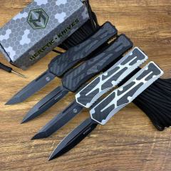 Heretic Knives Giant OTF AUTO 3.35" D2 Stonewashed Blade, Aviation Aluminum Handles