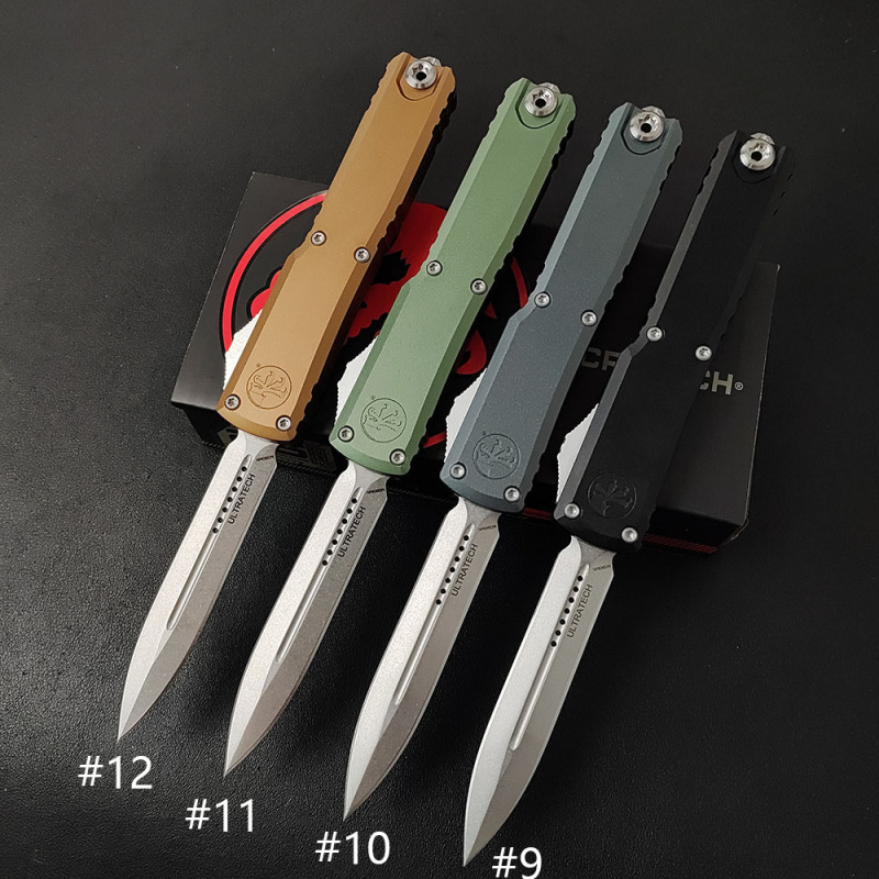 Microtech UTX-70 Ultratech OTF AUTO Knife 3.34" D2 Plain Blade, Aluminum Alloy Handles