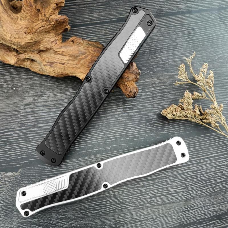 Heretic Knives Cleric II OTF AUTO 3.94" D2 Double Edge Blade, Aluminum+Carbon Fiber Handles