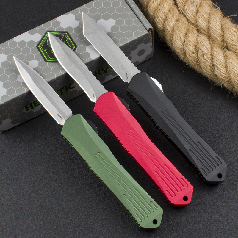 Heretic Knives Manticore OTF AUTO 3.15" D2 Stonewashed Blade, Aviation Aluminum Handles