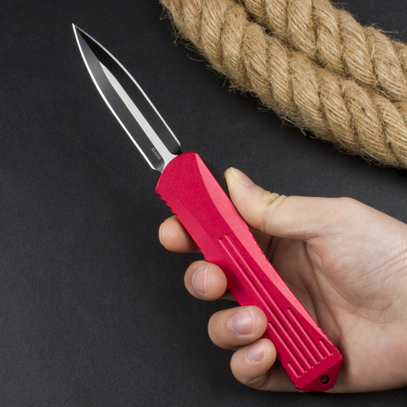 Heretic Knives Manticore OTF AUTO 3.15" D2 Black Blade, Aviation Aluminum Handles