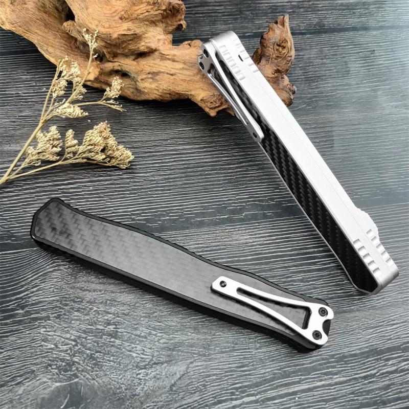 Heretic Knives Cleric II OTF AUTO 3.94" D2 Double Edge Blade, Aluminum+Carbon Fiber Handles
