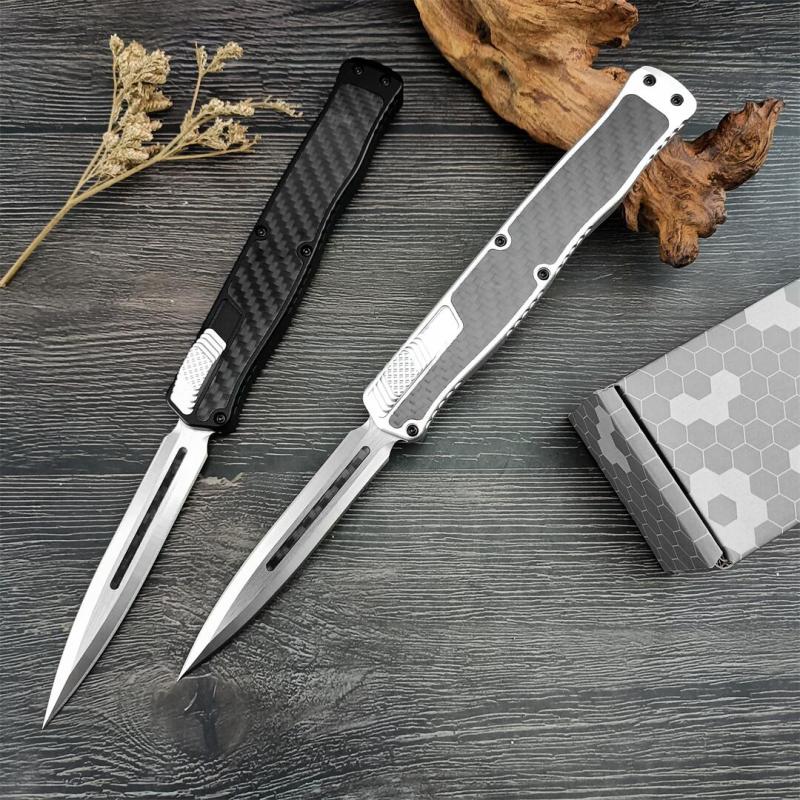 Heretic Knives Cleric II OTF AUTO 3.94" D2 Double Edge Blade, Aluminum+Carbon Fiber Handles
