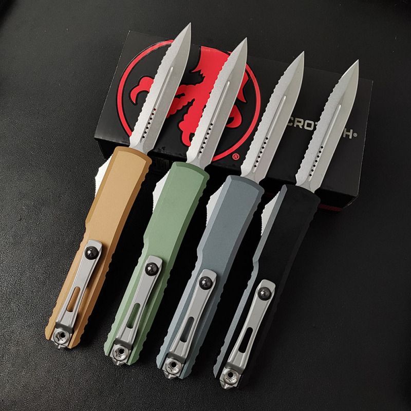 Microtech UTX-70 Ultratech OTF AUTO Knife 3.34" D2 Plain Blade, Aluminum Alloy Handles
