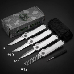 Heretic Mini Knives OTF AUTO 2.56" D2 Tanto Comb Blade, Aviation Aluminum Handles