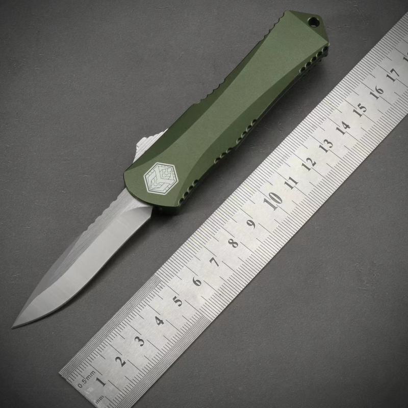 Heretic Mini Knives OTF AUTO 2.56" D2 Tanto Comb Blade, Aviation Aluminum Handles