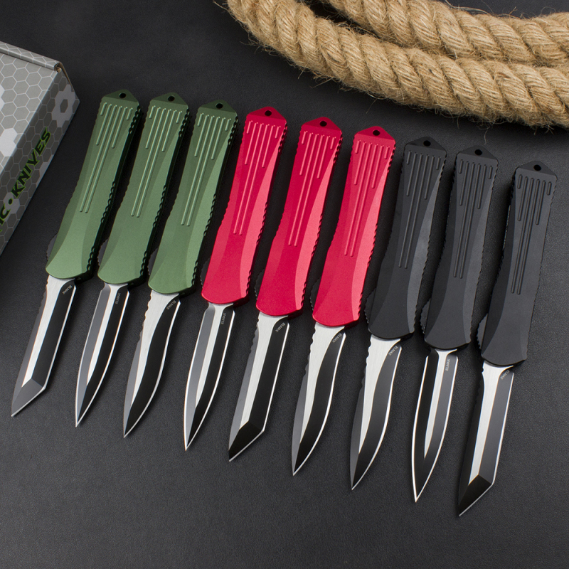 Heretic Knives Manticore OTF AUTO 3.15" D2 Black Blade, Aviation Aluminum Handles