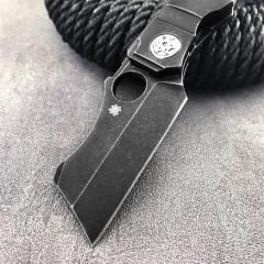 Spy Stovepipe Folding Knife 2.76" CPM-20CV Dark Stonewashed Blade, Dark 420 Steel Handles, Frame Lock - C260TIP