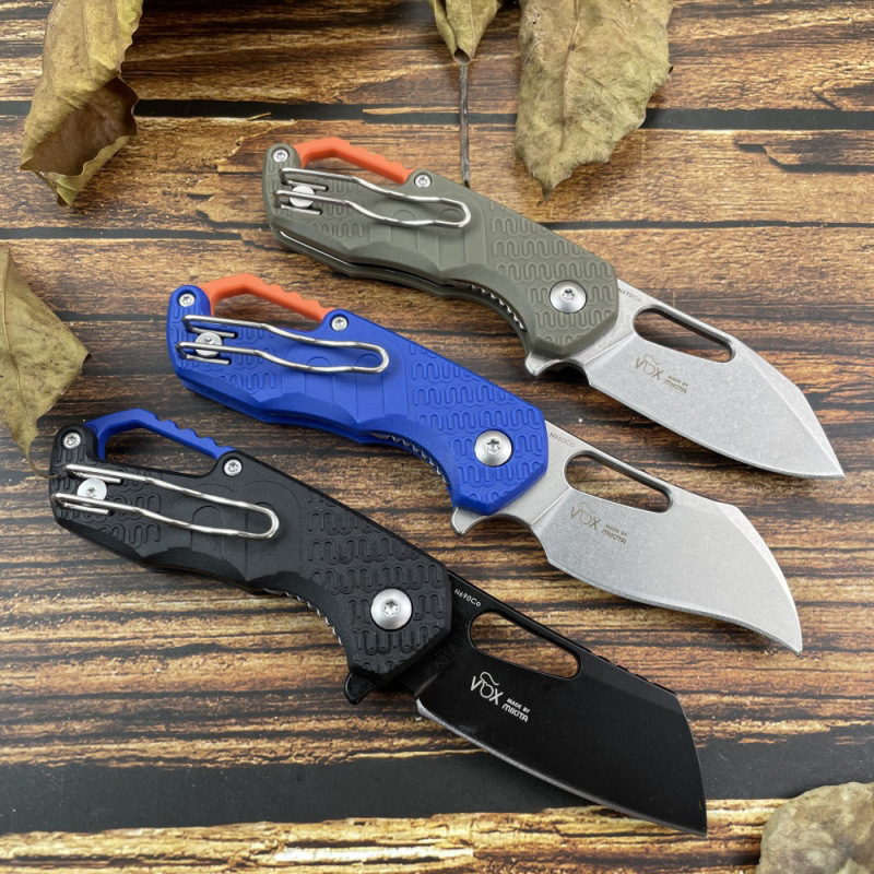 MKM FOX Knives Flipper Knife 2.17" N690 Stonewashed Plain Blade, FRN Handles, Liner Lock - MK FX03