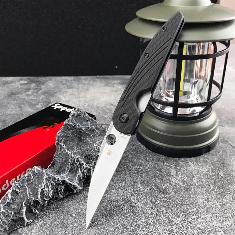 Spy C153 Folding Knife 3.15" D2 Satin Plain Blade, G10 Handles