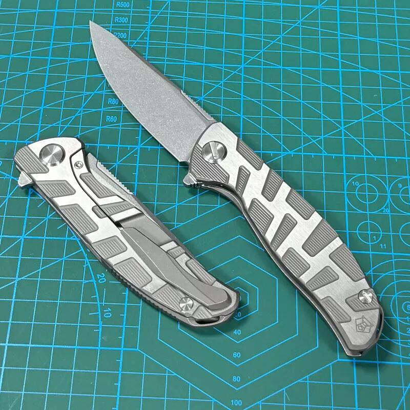Shirogorov F95 Edition Flipper Knife 3.74" M390 Point Blade, TC4 Handles