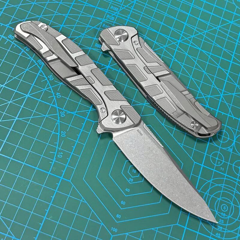 Shirogorov F95 Edition Flipper Knife 3.74" M390 Point Blade, TC4 Handles