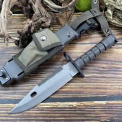M9 Bayonet & Scabbard 7.09" 7CR17 Blade, Black Handle