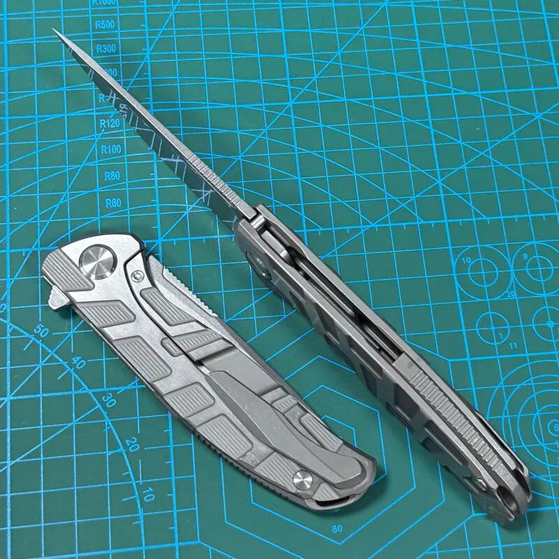 Shirogorov F95 Edition Flipper Knife 3.74" M390 Point Blade, TC4 Handles