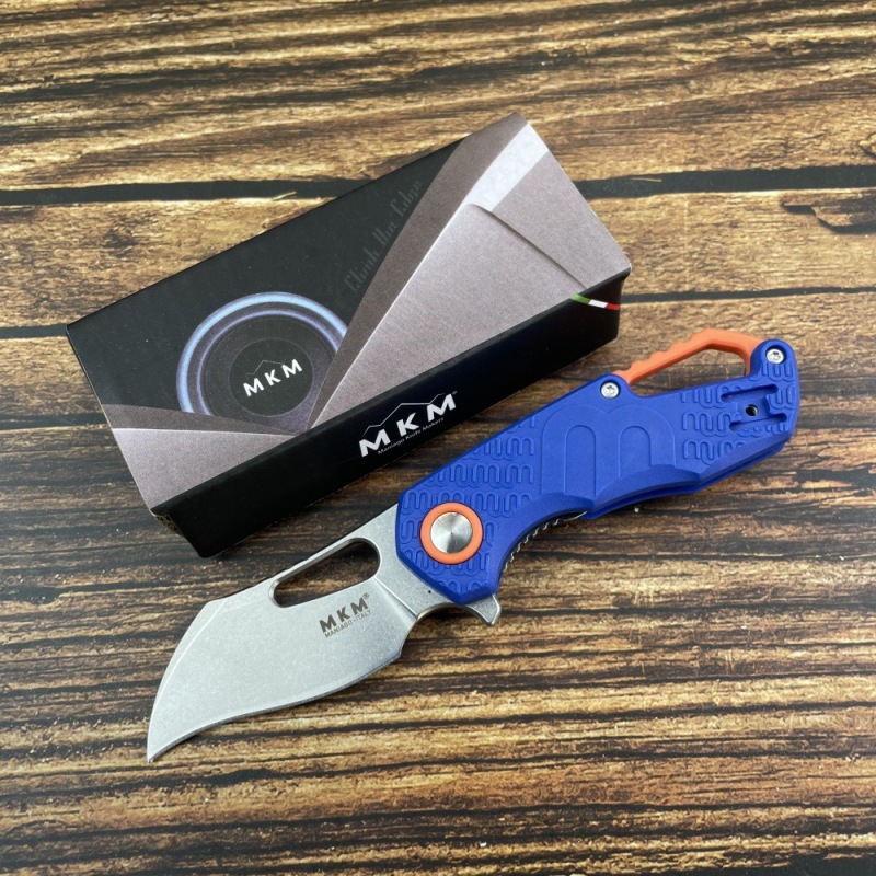 MKM FOX Knives Flipper Knife 2.17" N690 Stonewashed Plain Blade, FRN Handles, Liner Lock - MK FX03