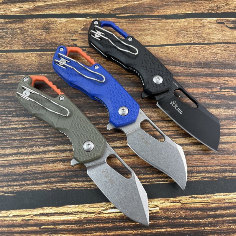 MKM FOX Knives Flipper Knife 2.17" N690 Stonewashed Plain Blade, FRN Handles, Liner Lock - MK FX03