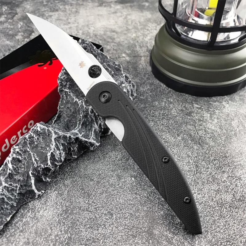 Spy C153 Folding Knife 3.15" D2 Satin Plain Blade, G10 Handles