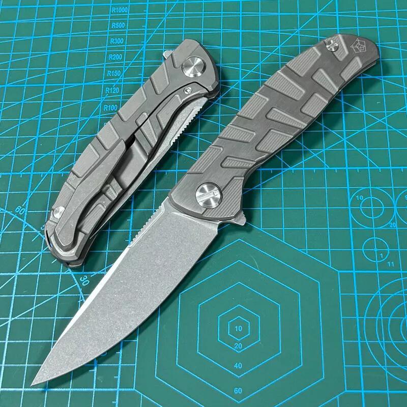 Shirogorov F95 Edition Flipper Knife 3.74" M390 Point Blade, TC4 Handles