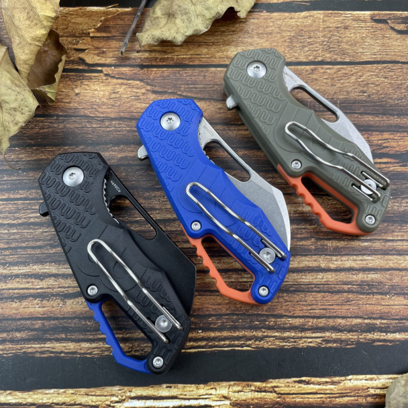 MKM FOX Knives Flipper Knife 2.17" N690 Stonewashed Plain Blade, FRN Handles, Liner Lock - MK FX03