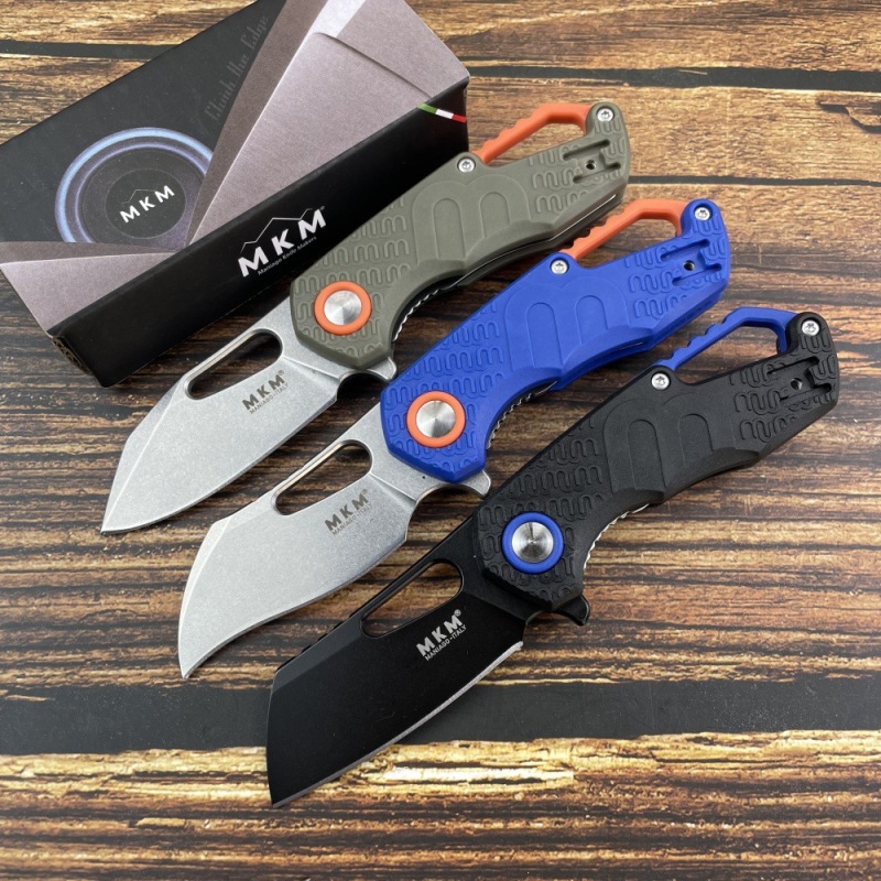 MKM FOX Knives Flipper Knife 2.17" N690 Stonewashed Plain Blade, FRN Handles, Liner Lock - MK FX03