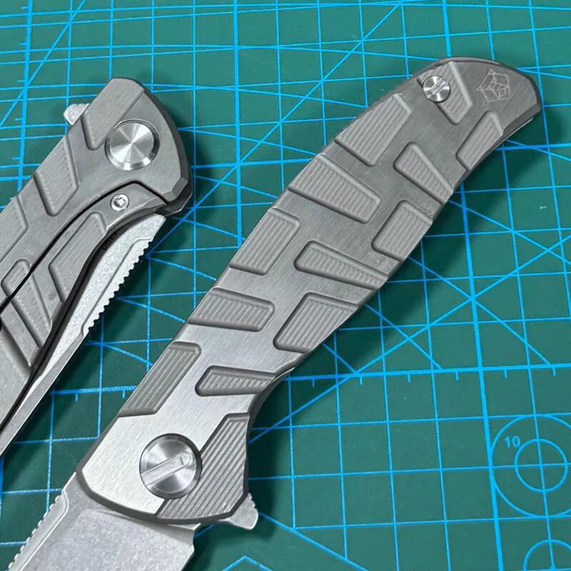 Shirogorov F95 Edition Flipper Knife 3.74" M390 Point Blade, TC4 Handles