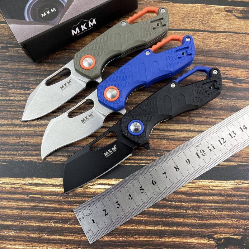 MKM FOX Knives Flipper Knife 2.17" N690 Stonewashed Plain Blade, FRN Handles, Liner Lock - MK FX03