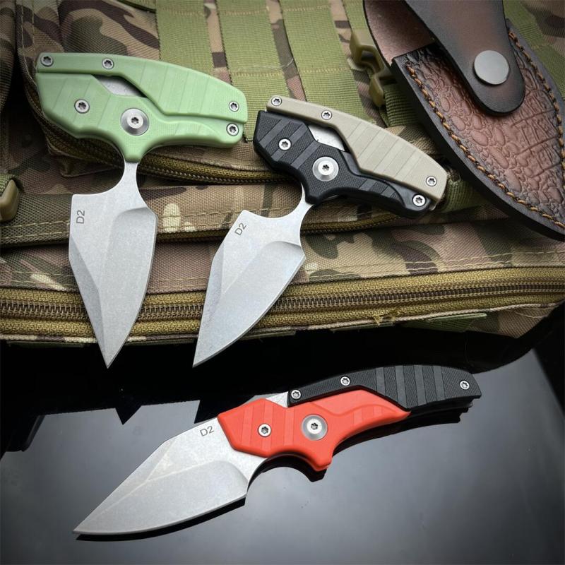 Dual Use variant Folding Blade Knife 2.28'' D2 Drop point Blade, Nylon Fiber Handles