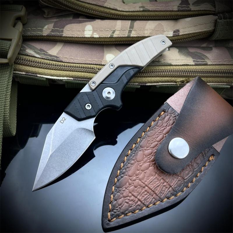 Dual Use variant Folding Blade Knife 2.28'' D2 Drop point Blade, Nylon Fiber Handles