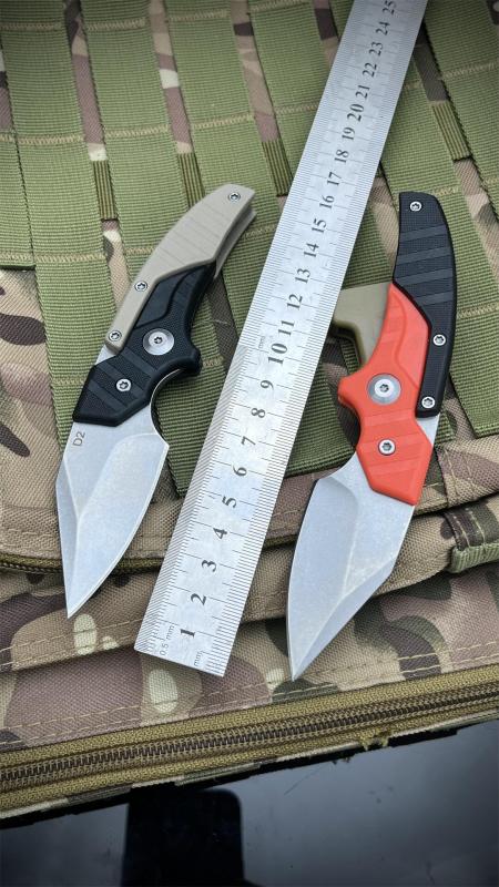Dual Use variant Folding Blade Knife 2.28'' D2 Drop point Blade, Nylon Fiber Handles
