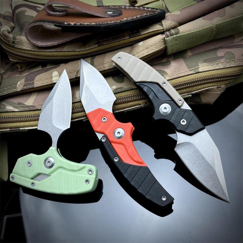 Dual Use variant Folding Blade Knife 2.28'' D2 Drop point Blade, Nylon Fiber Handles